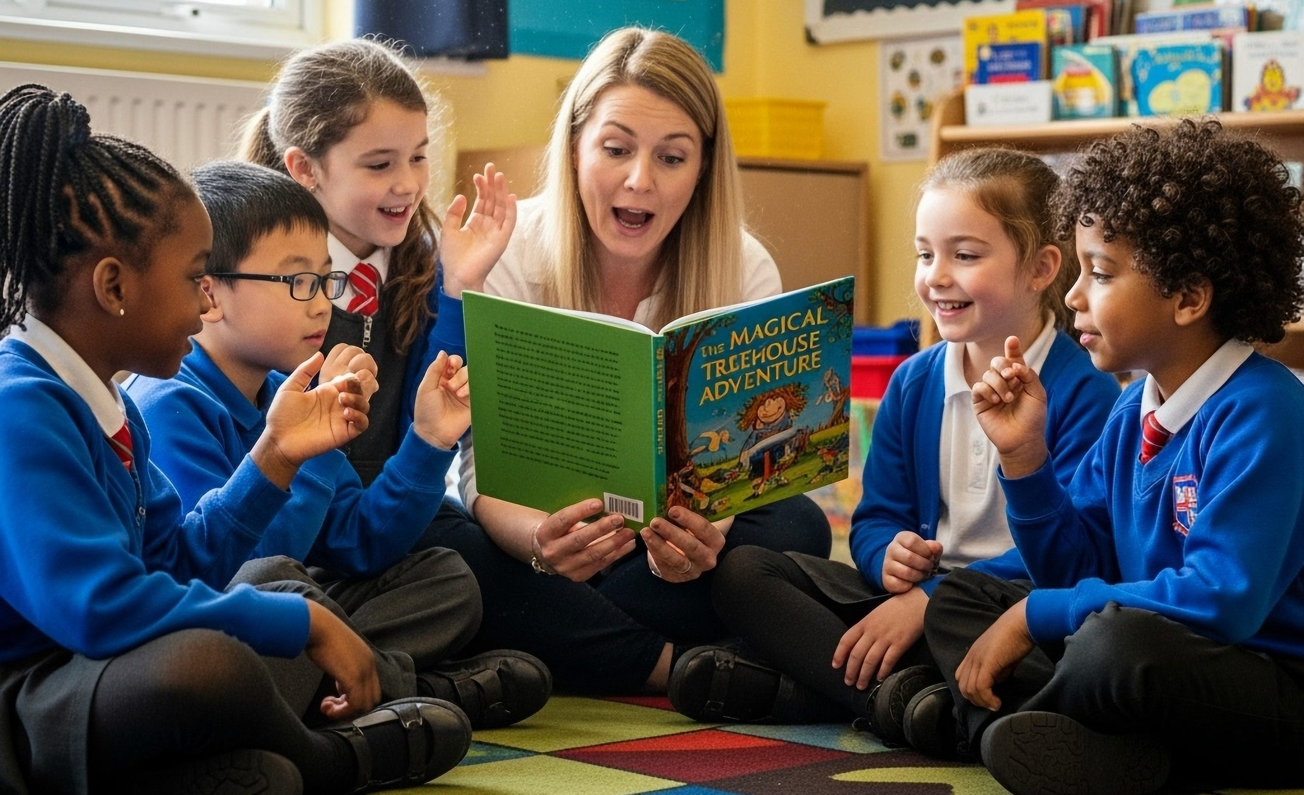 Teacher with students
